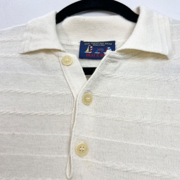 Vintage Blu E BLU Italy cream navy nautical oversized Wool Blend Sweater M - Picture 7 of 11